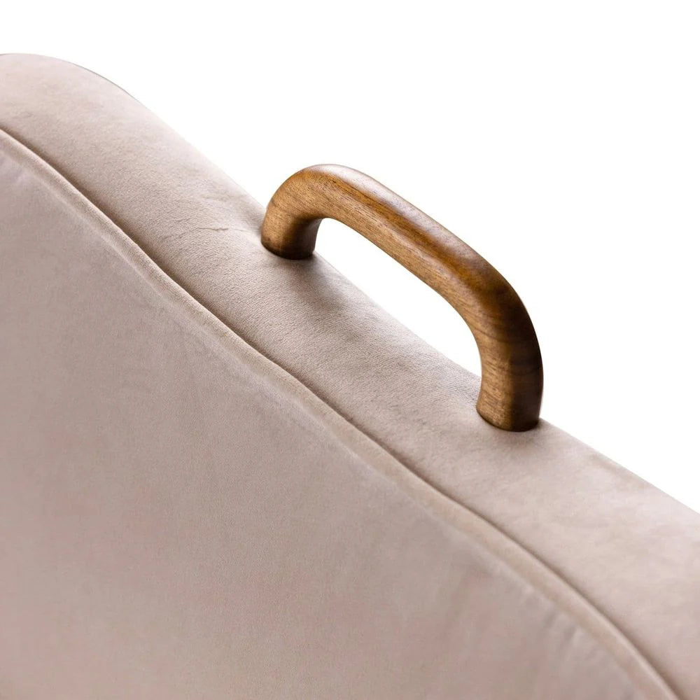 Acacia and Velvet Dining Chair in Natural and Beige – FL1087H-BGE-NEW