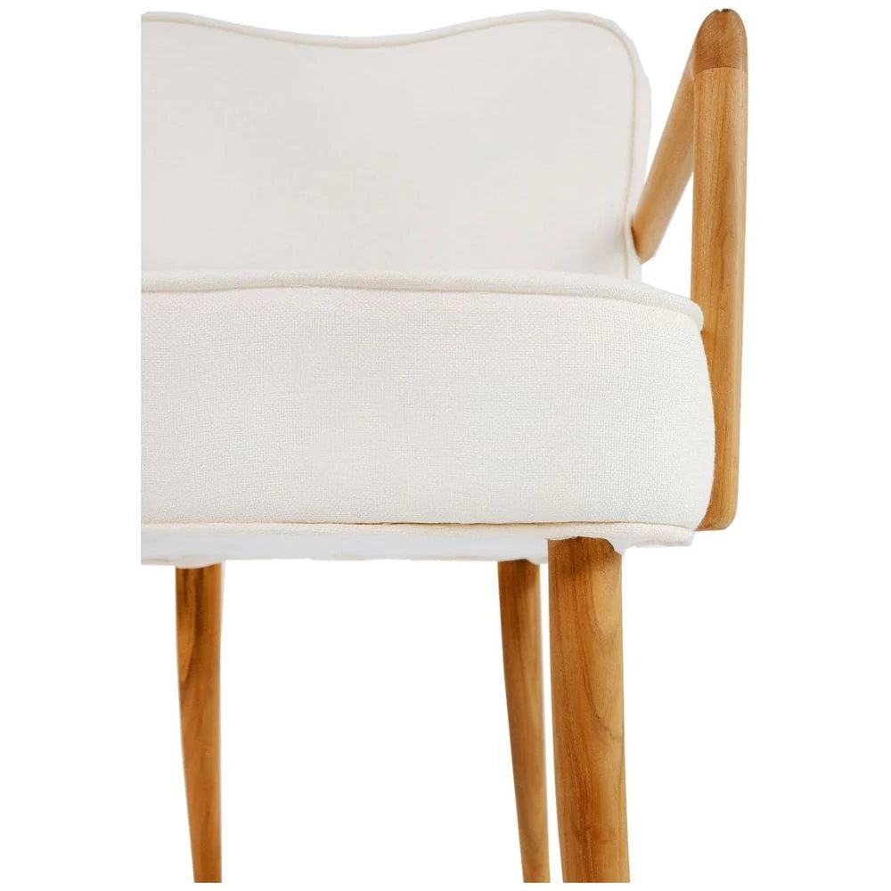 Teak and Fabric Dining Armchair in Natural and Ivory