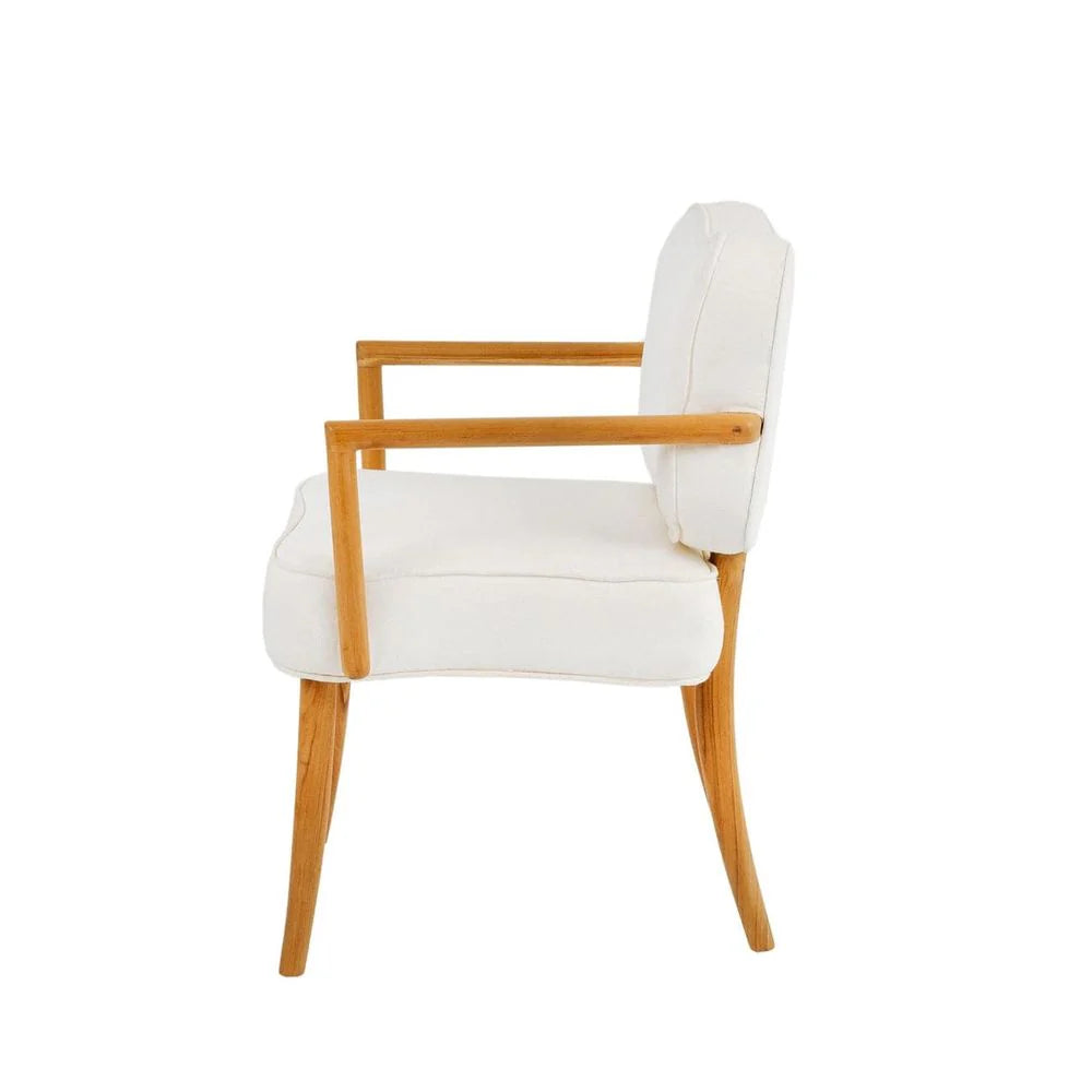 Teak and Fabric Dining Armchair in Natural and Ivory