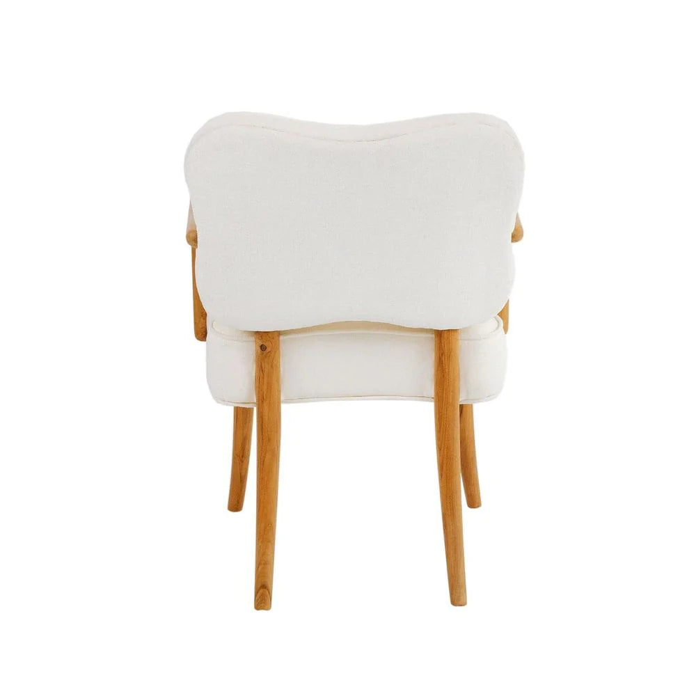 Teak and Fabric Dining Armchair in Natural and Ivory