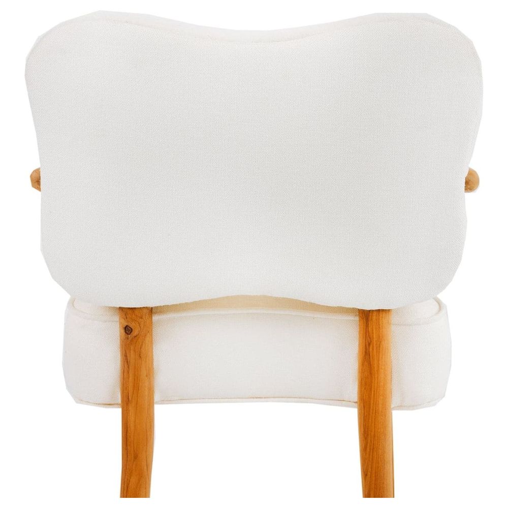 Teak and Fabric Dining Armchair in Natural and Ivory