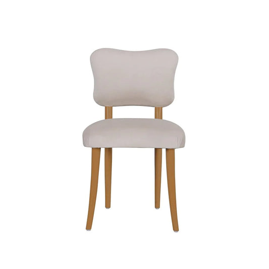 Acacia and Velvet Dining Side Chair in Natural and Beige – FL1088BGE