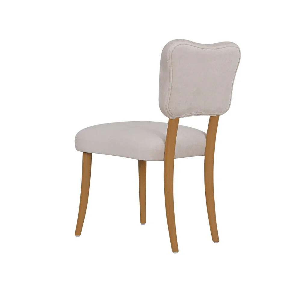 Acacia and Velvet Dining Side Chair in Natural and Beige – FL1088BGE