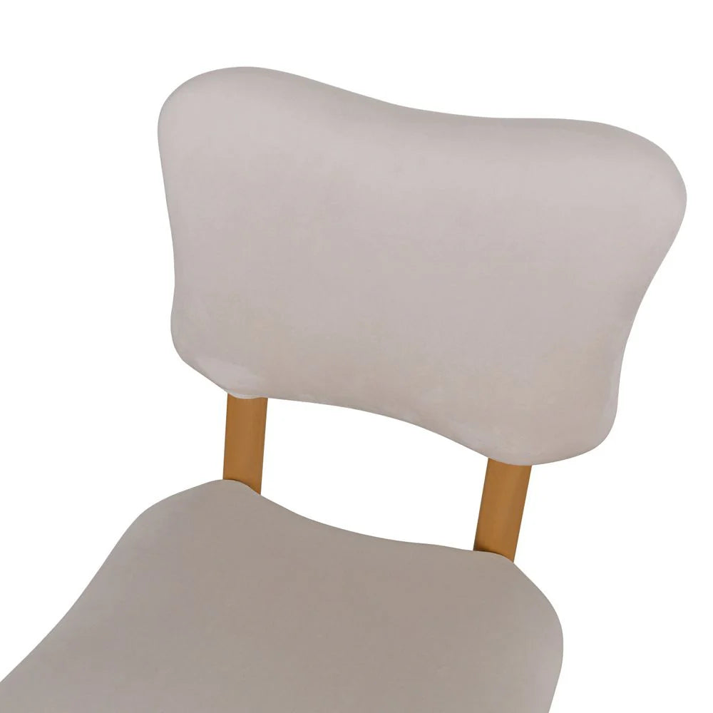 Acacia and Velvet Dining Side Chair in Natural and Beige – FL1088BGE