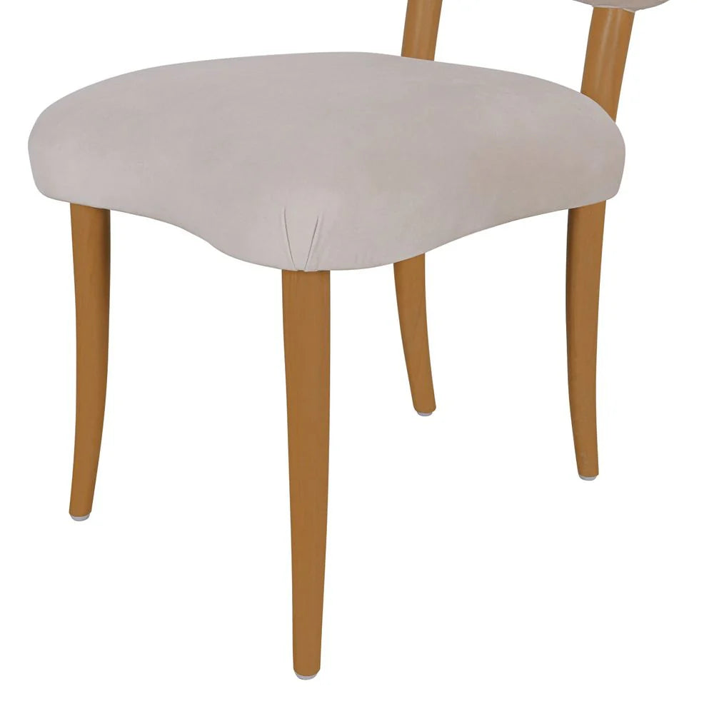 Acacia and Velvet Dining Side Chair in Natural and Beige – FL1088BGE