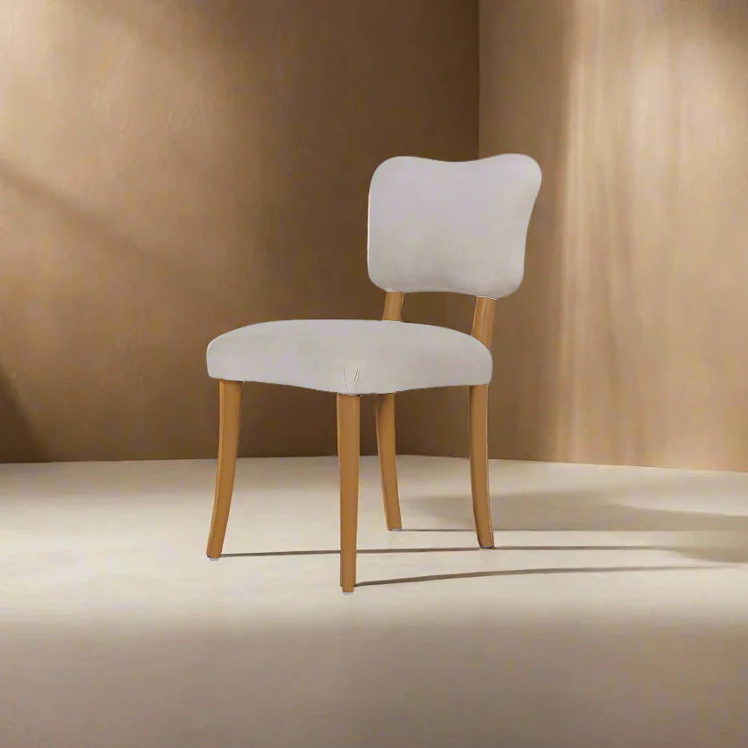 Acacia and Velvet Dining Side Chair in Natural and Beige – FL1088BGE