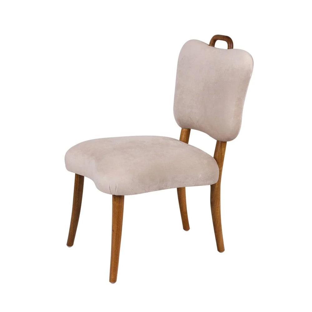 Acacia and Velvet Dining Chair in Natural and Beige – FL1088H-BGE