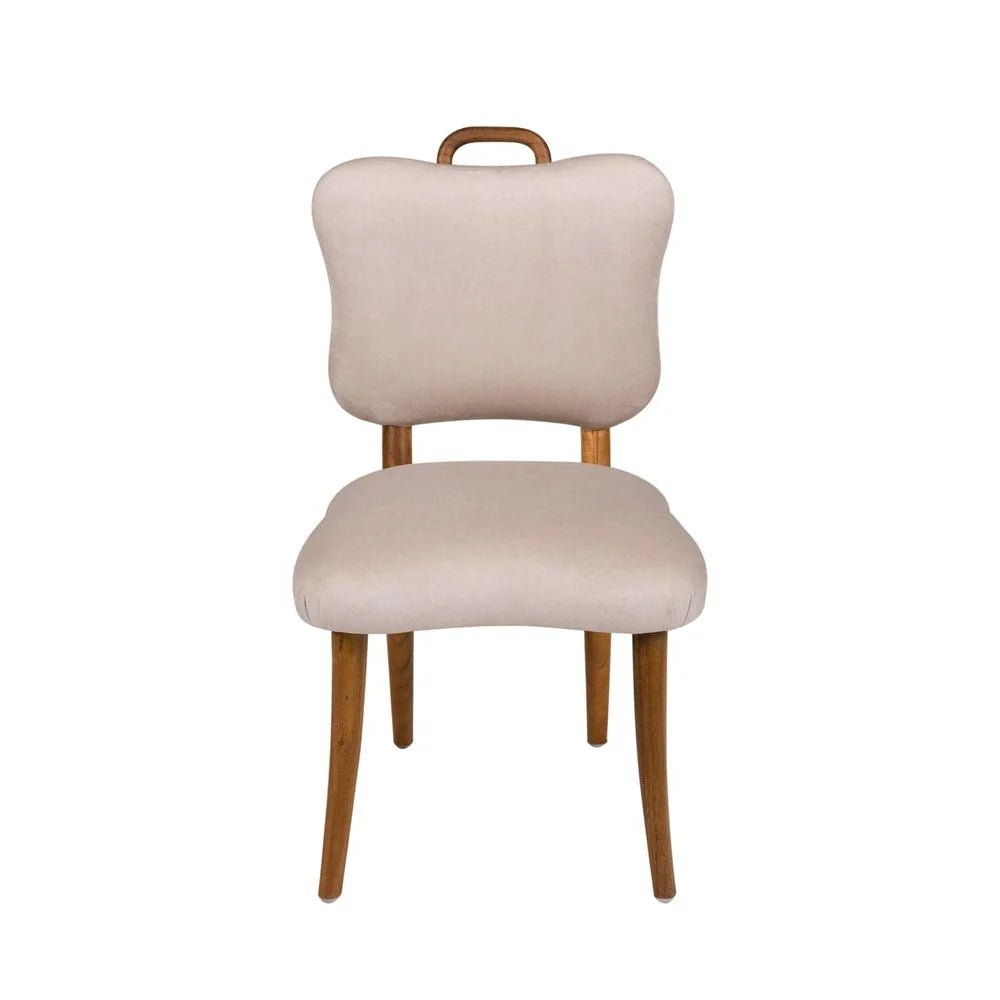 Acacia and Velvet Dining Chair in Natural and Beige – FL1088H-BGE