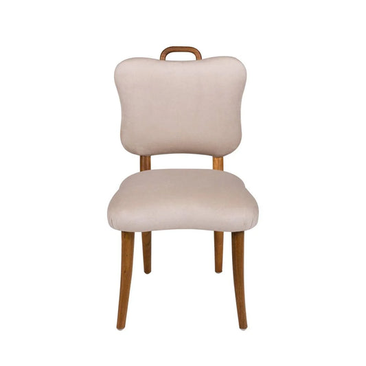Acacia and Velvet Dining Chair in Natural and Beige – FL1088H-BGE