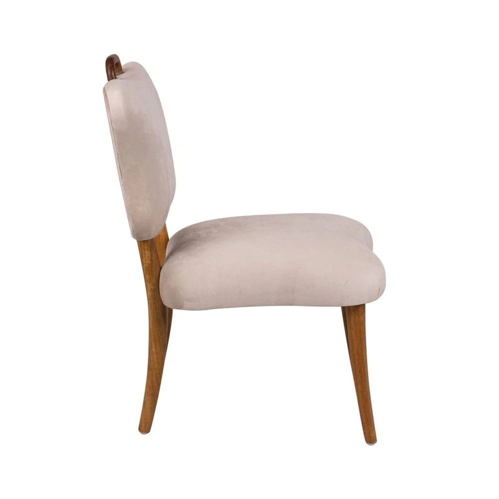 Acacia and Velvet Dining Chair in Natural and Beige – FL1088H-BGE