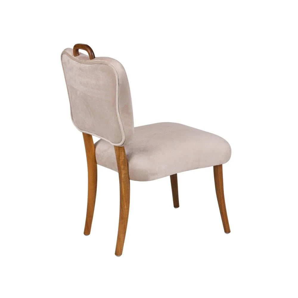 Acacia and Velvet Dining Chair in Natural and Beige – FL1088H-BGE