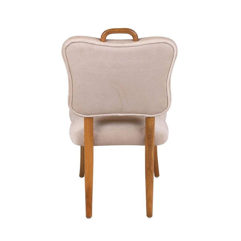 Acacia and Velvet Dining Chair in Natural and Beige – FL1088H-BGE