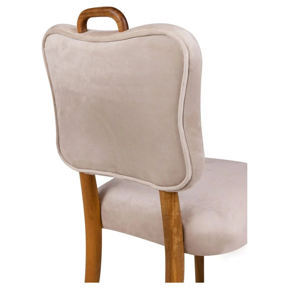 Acacia and Velvet Dining Chair in Natural and Beige – FL1088H-BGE