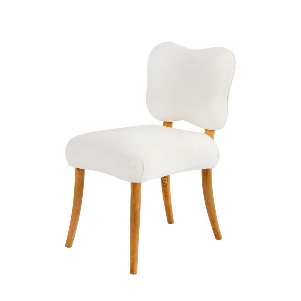 Teak and Fabric Dining Chair in Natural and Ivory