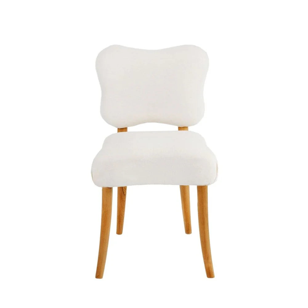 Teak and Fabric Dining Chair in Natural and Ivory