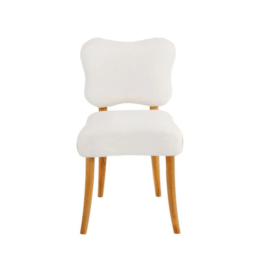 Teak and Fabric Dining Chair in Natural and Ivory