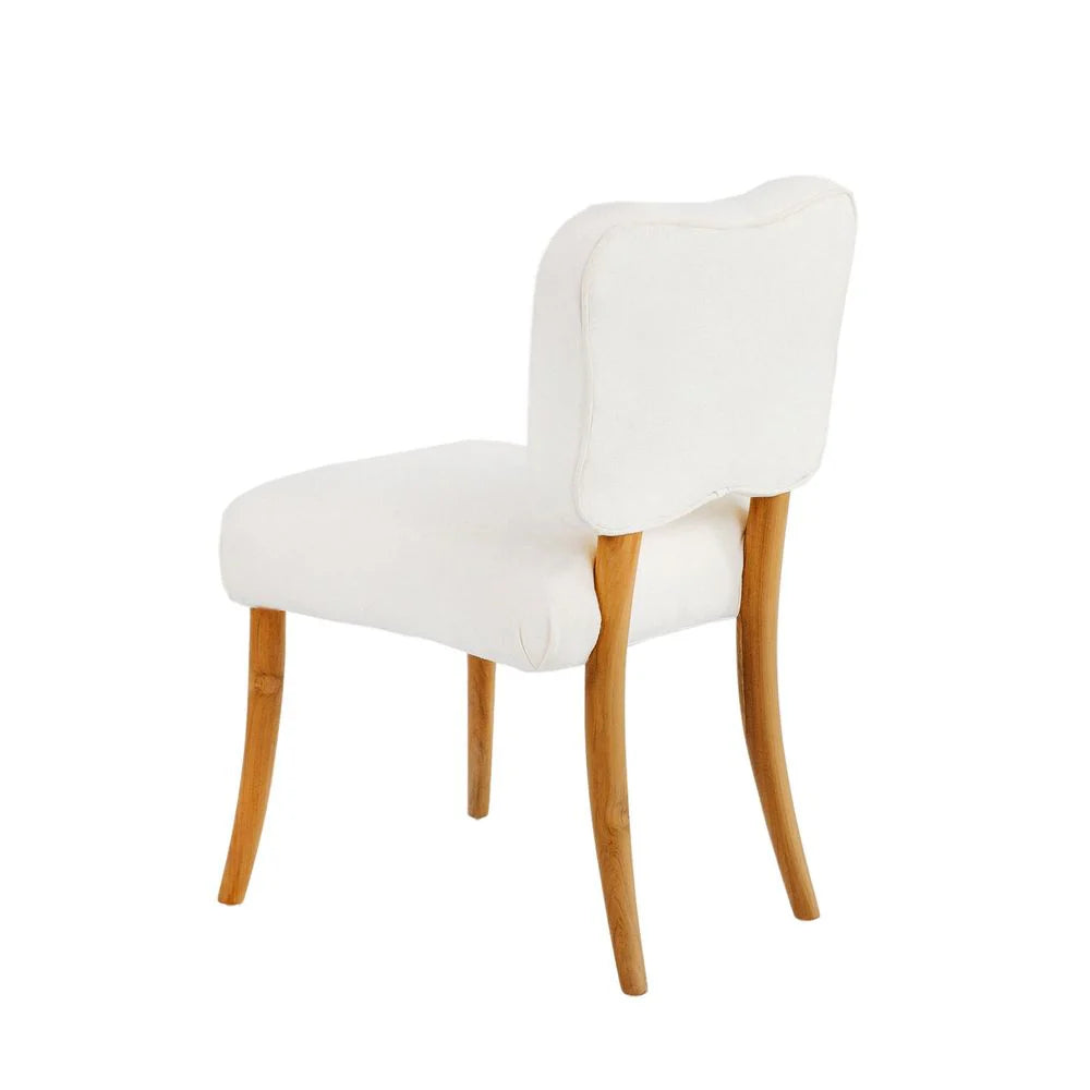 Teak and Fabric Dining Chair in Natural and Ivory