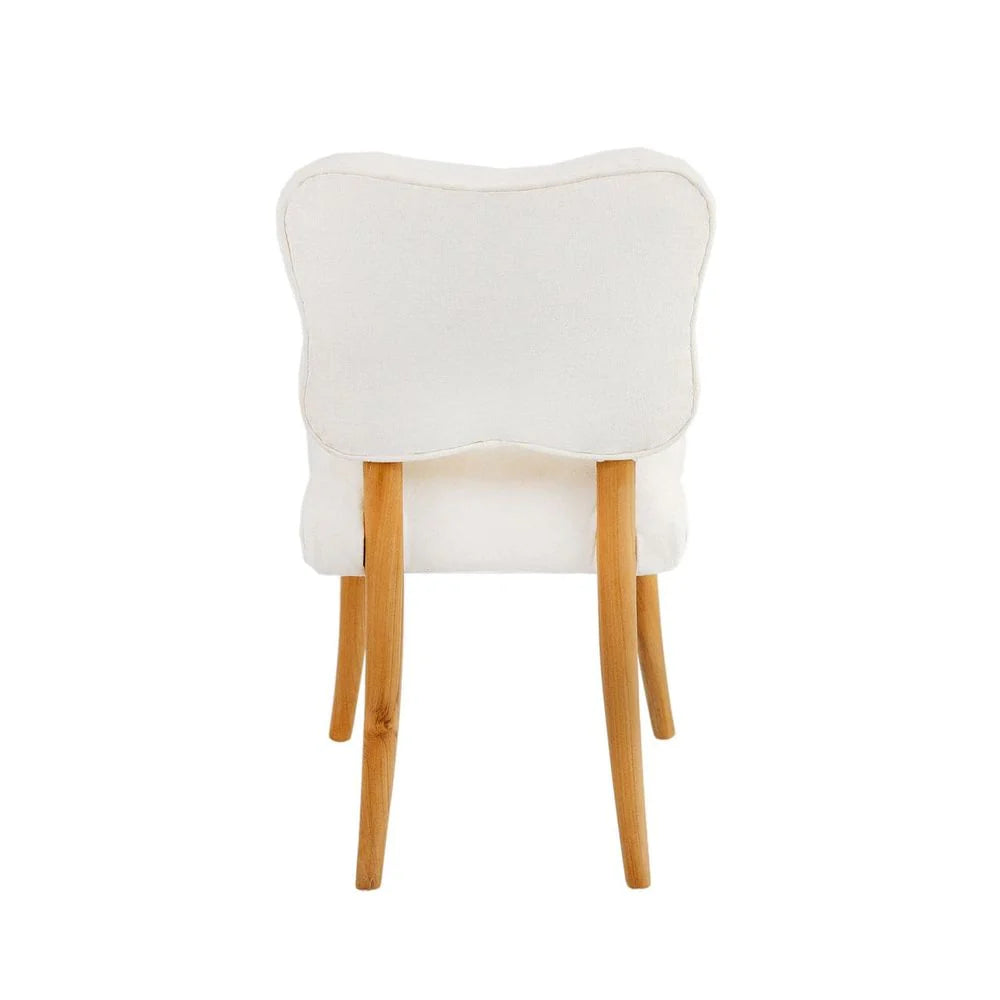 Teak and Fabric Dining Chair in Natural and Ivory