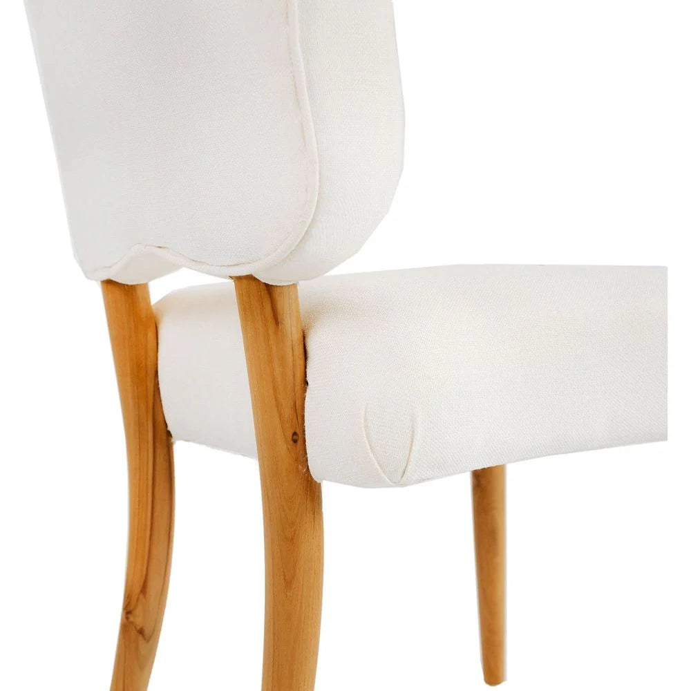 Teak and Fabric Dining Chair in Natural and Ivory