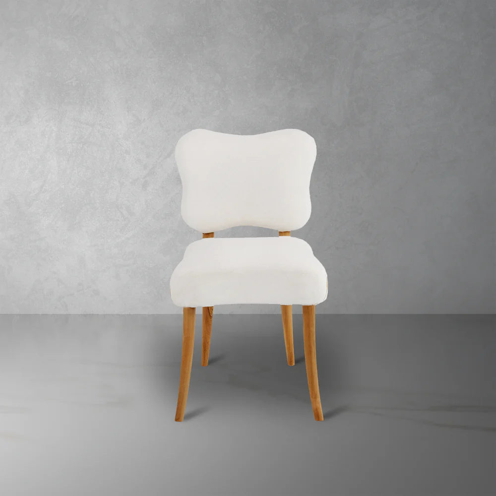 Teak and Fabric Dining Chair in Natural and Ivory