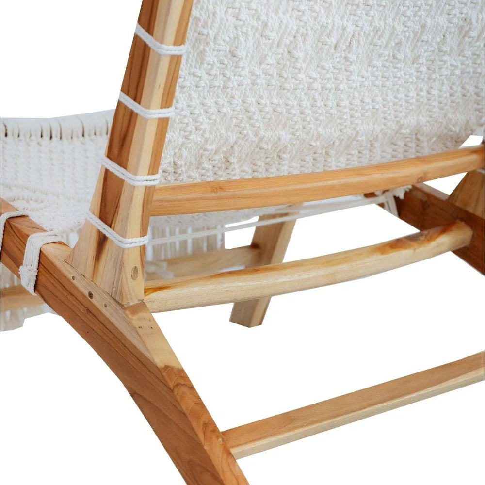 Teak Lounge Chair in White and Natural