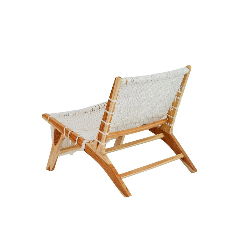 Teak Lounge Chair in White and Natural