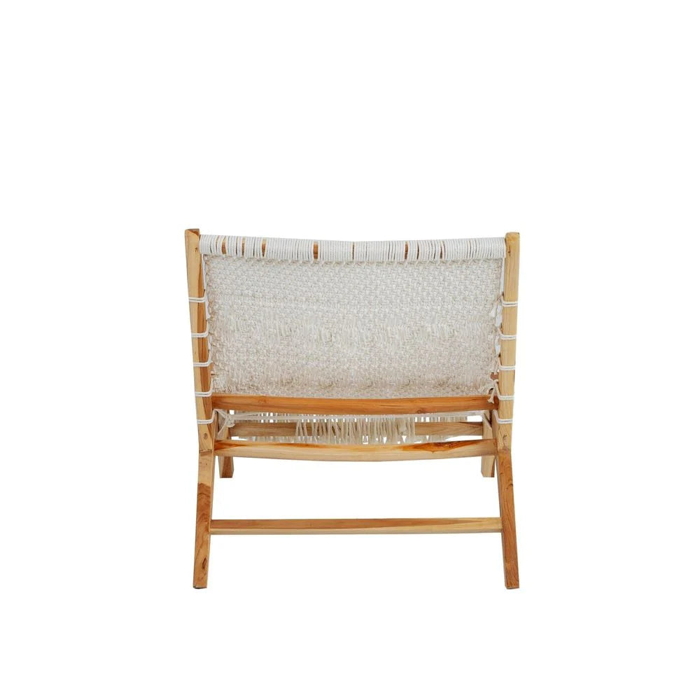 Teak Lounge Chair in White and Natural