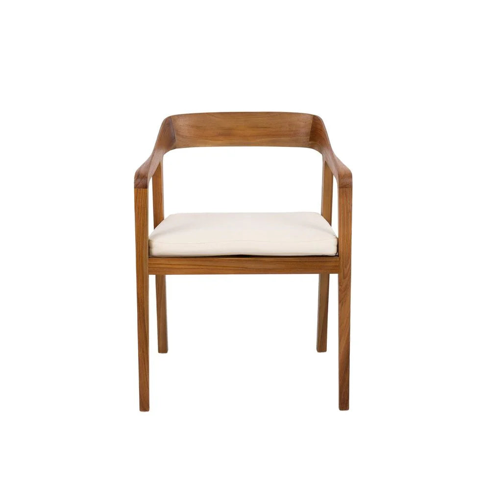 Solid Teak and Fabric Dining Chair