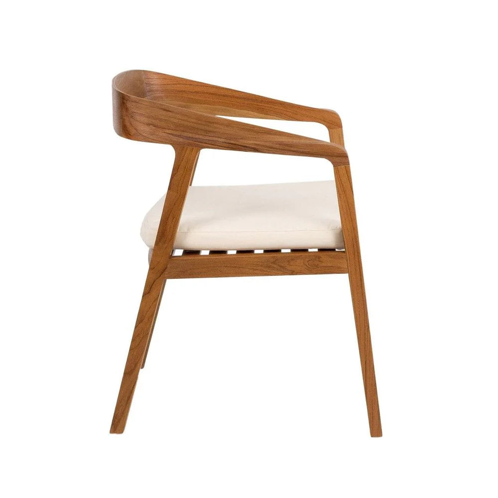 Solid Teak and Fabric Dining Chair