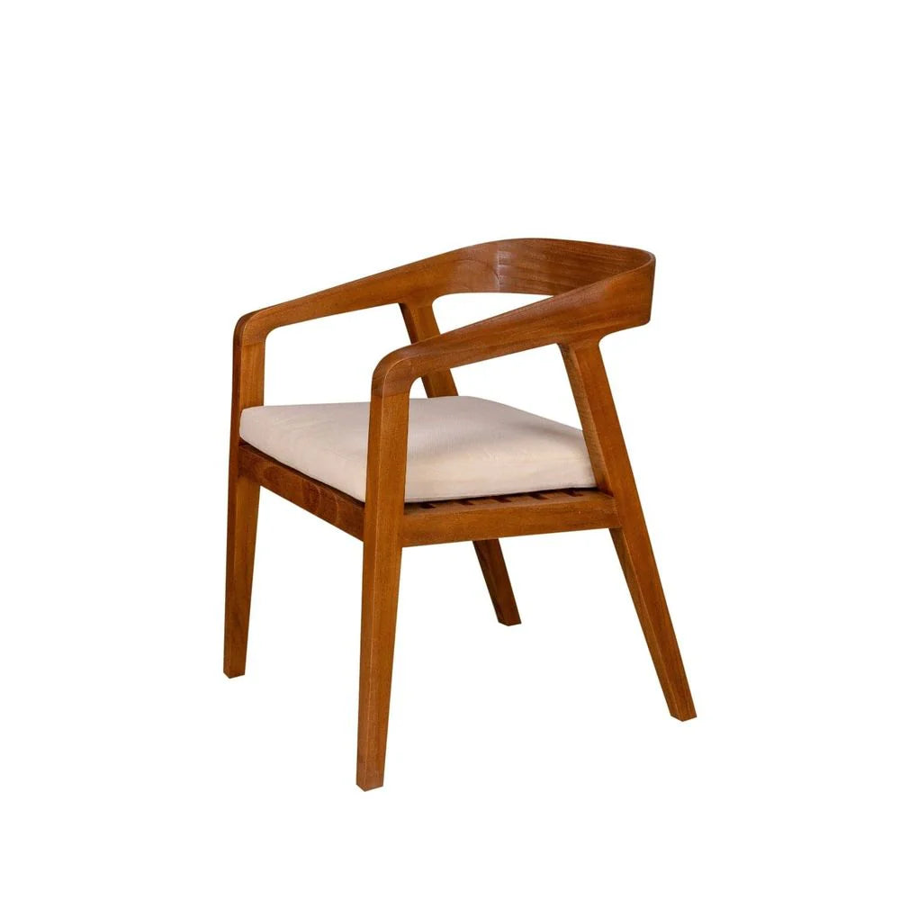 Solid Teak and Fabric Dining Chair