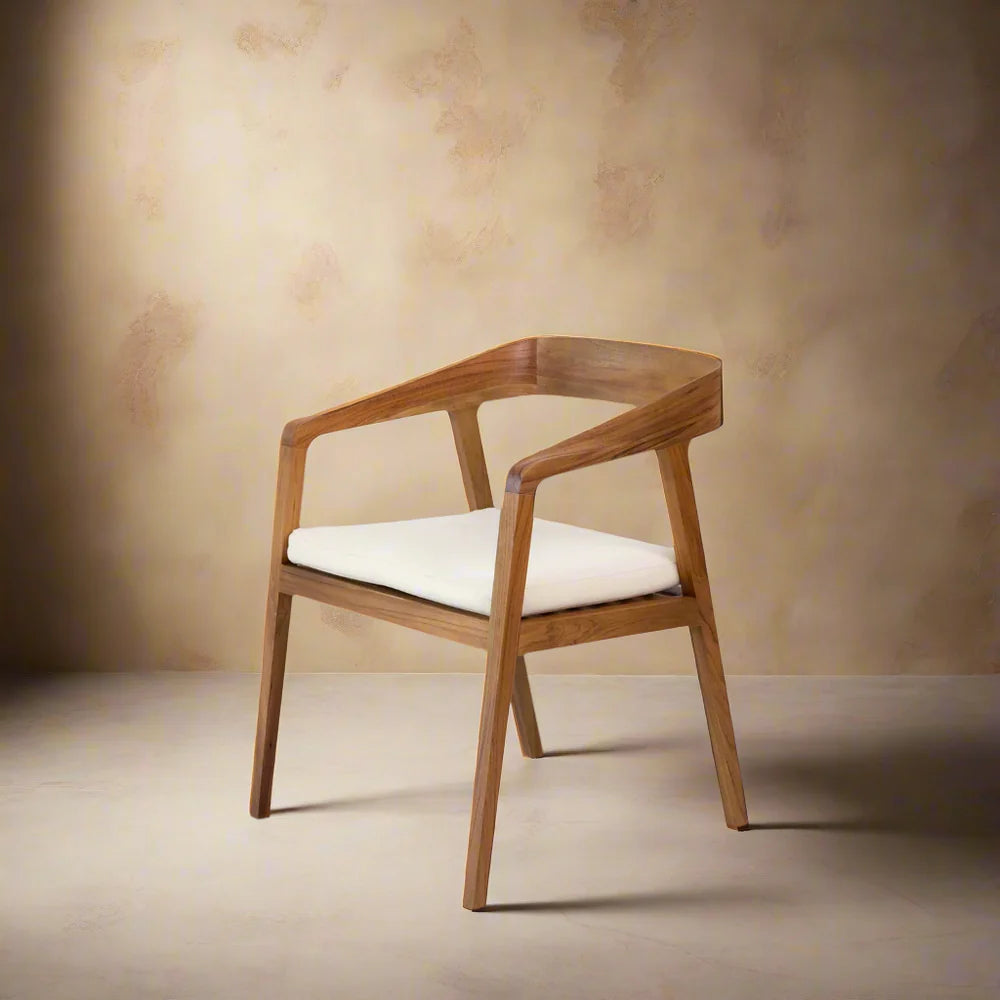 Solid Teak and Fabric Dining Chair