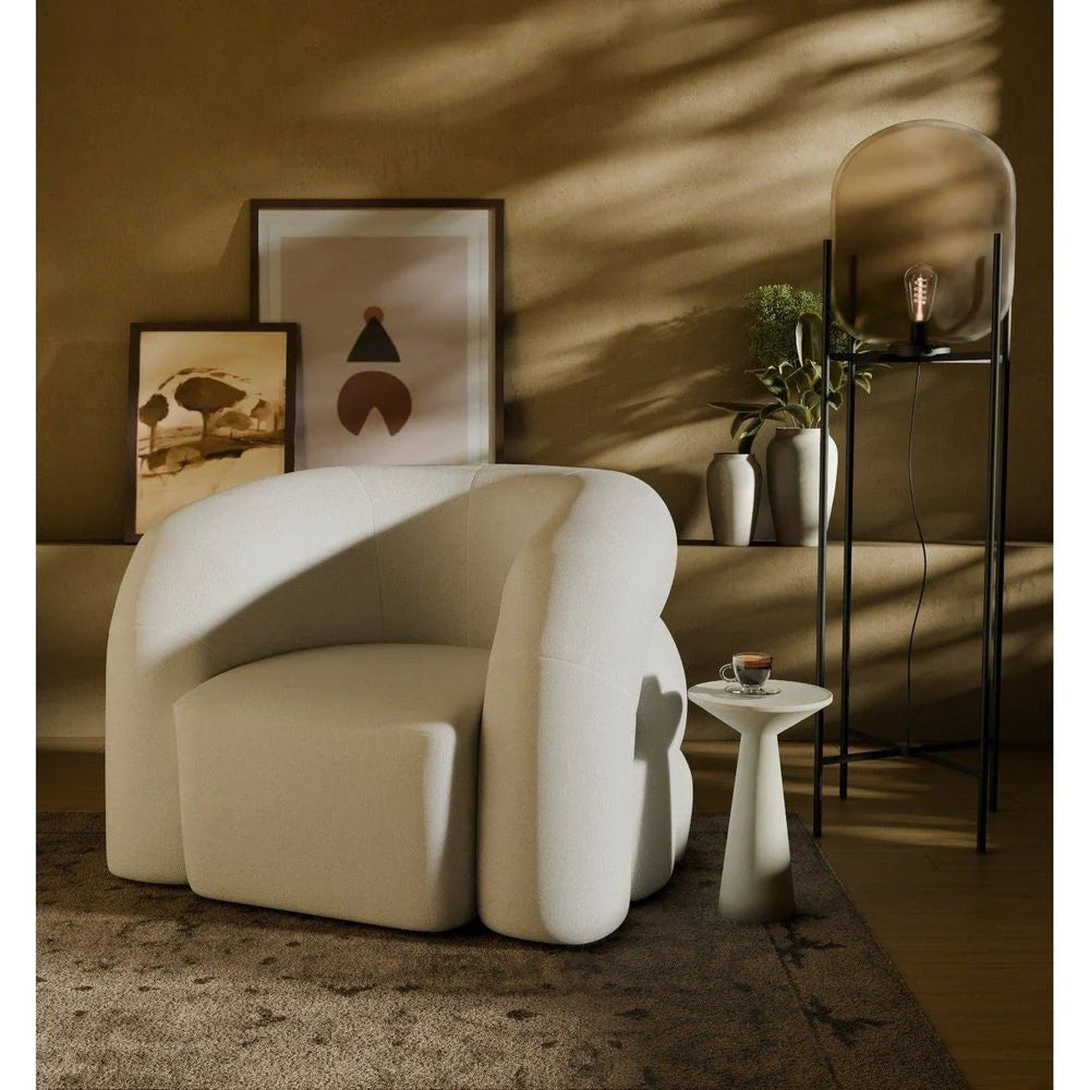 Ivory Fabric Lounge Chair