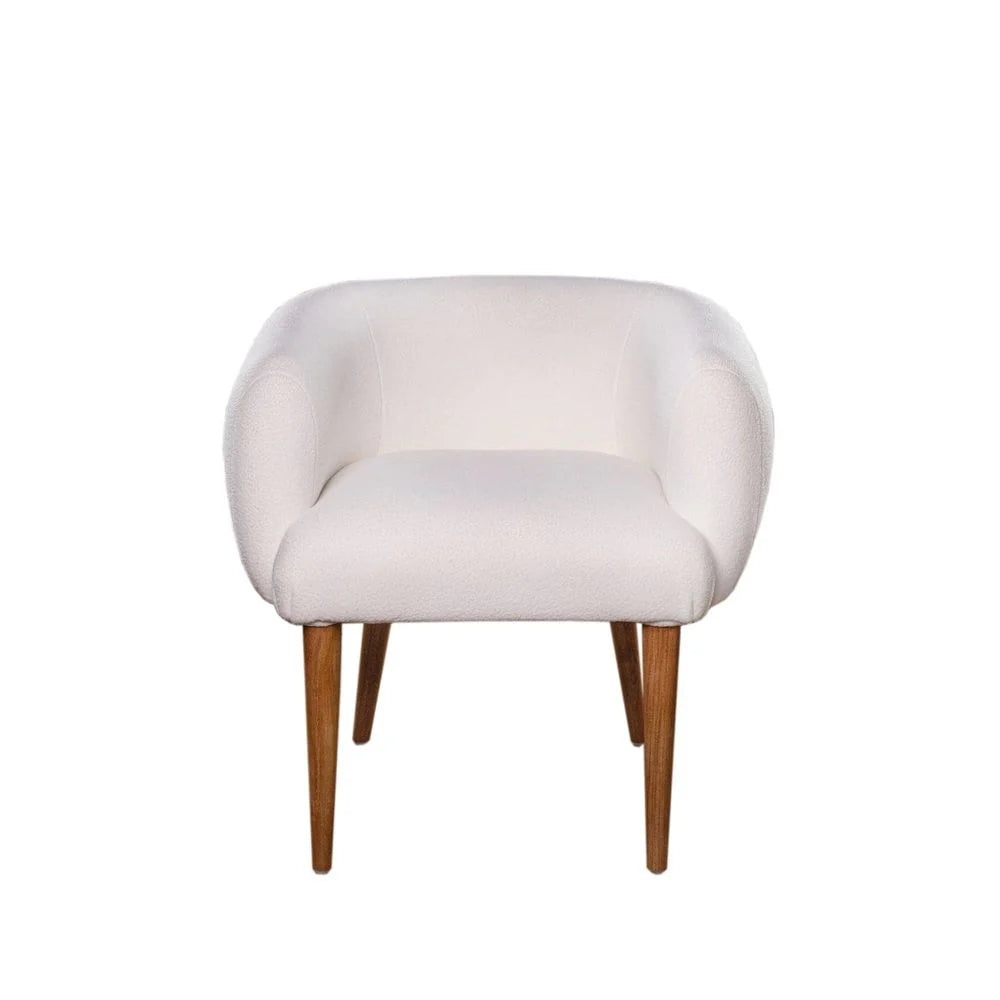 Ivory Teak and Fabric Dining Chair