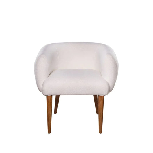 Ivory Teak and Fabric Dining Chair