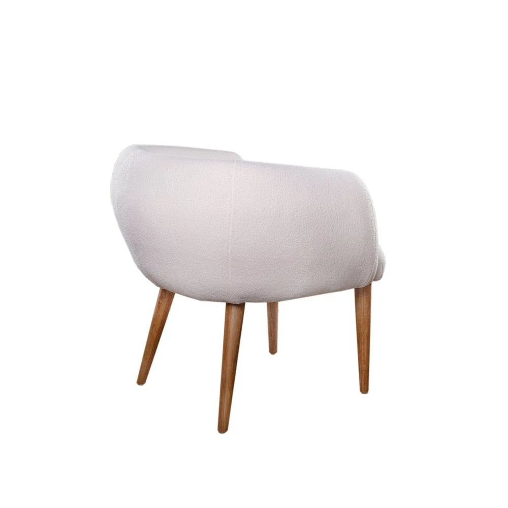 Ivory Teak and Fabric Dining Chair