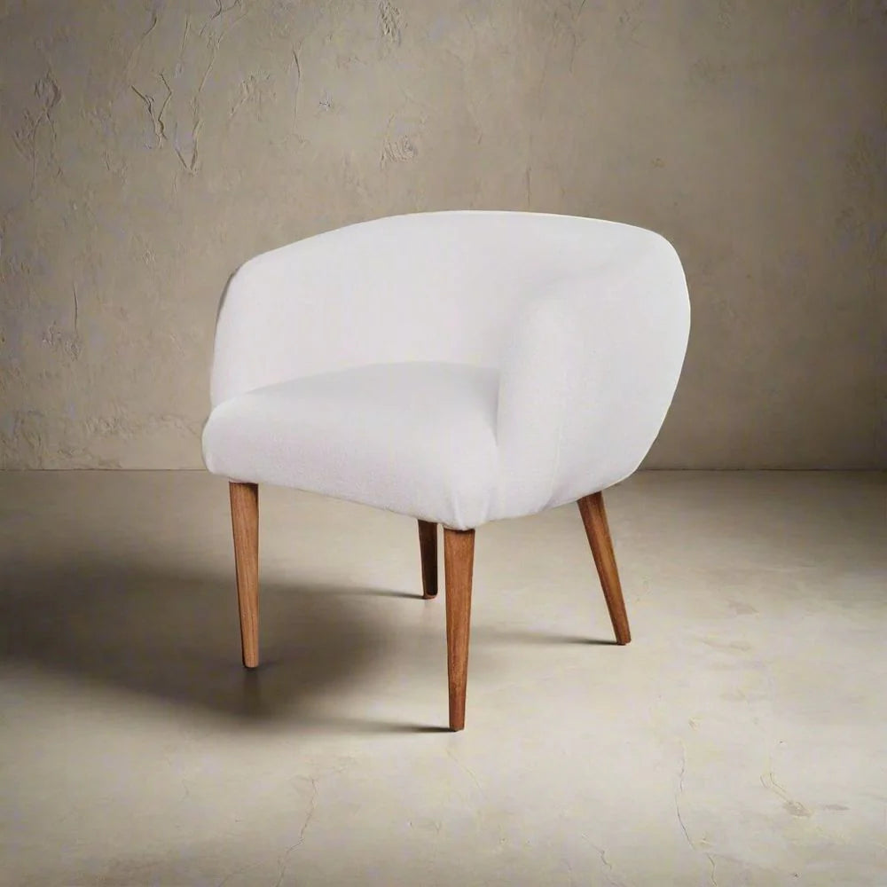 Ivory Teak and Fabric Dining Chair