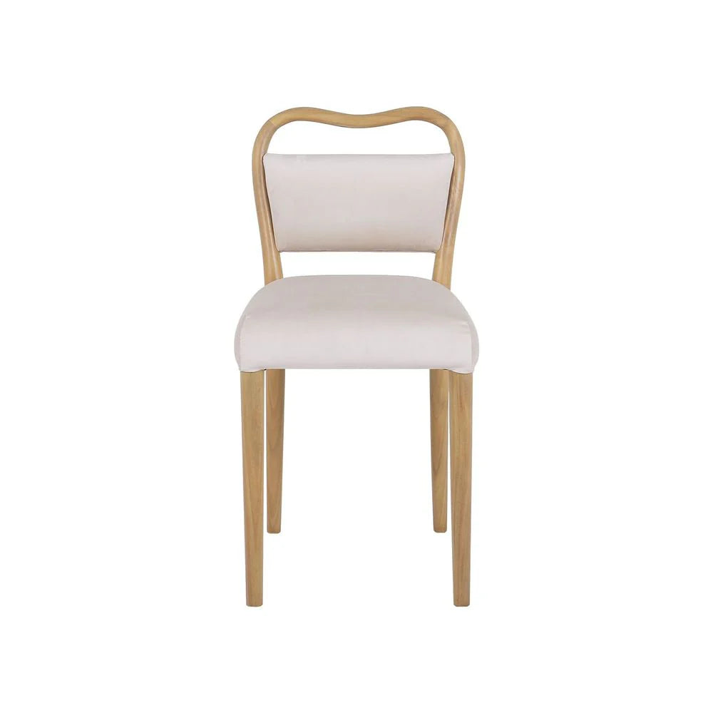 Beige Acacia and Velvet Dining Chair