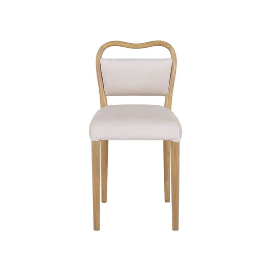 Beige Acacia and Velvet Dining Chair