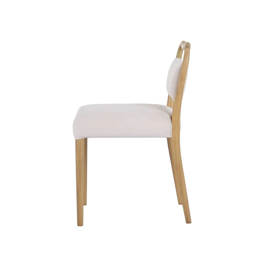 Beige Acacia and Velvet Dining Chair