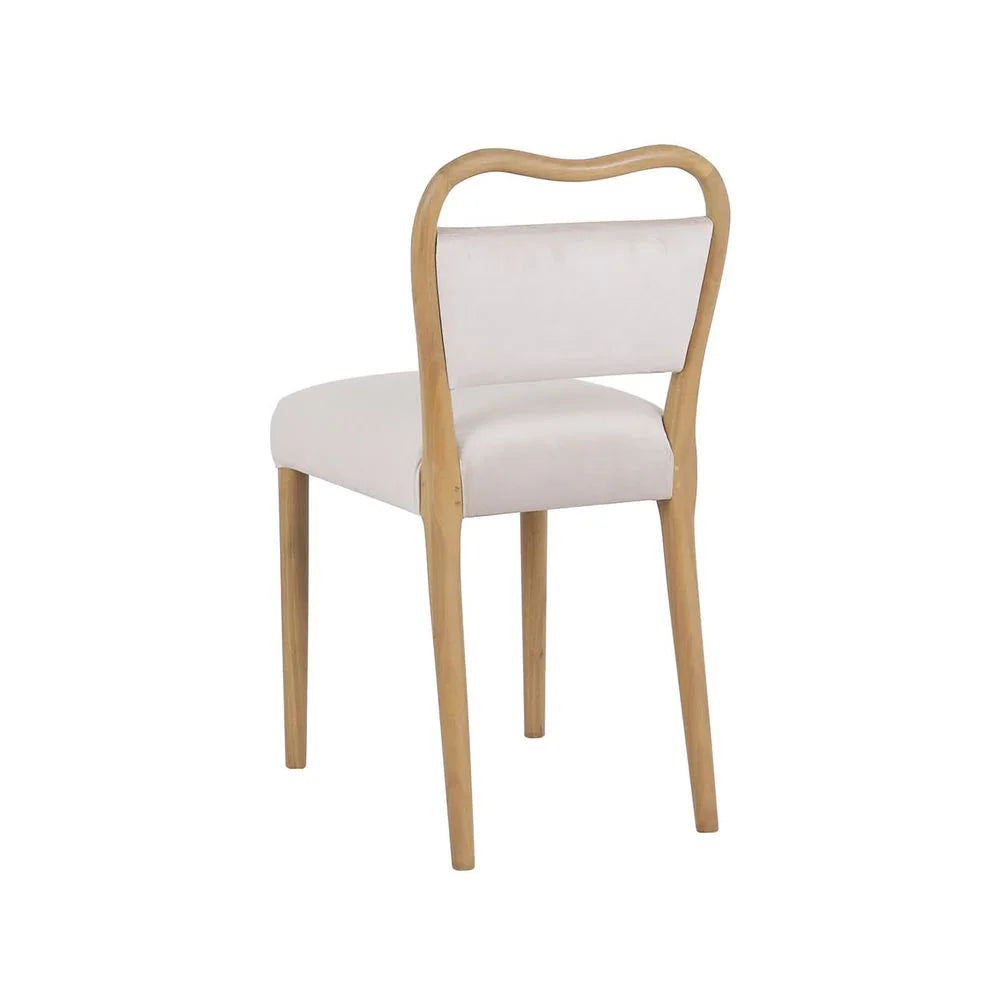 Beige Acacia and Velvet Dining Chair
