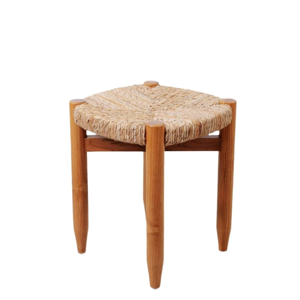 Natural Teak and Banana Leaf Stool