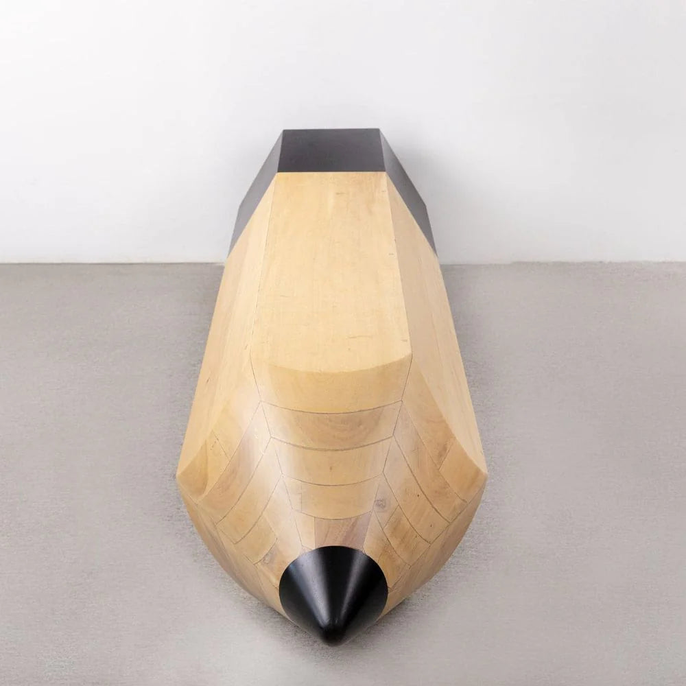 Mahogany Bench in Natural and Black, 69.7-Inch
