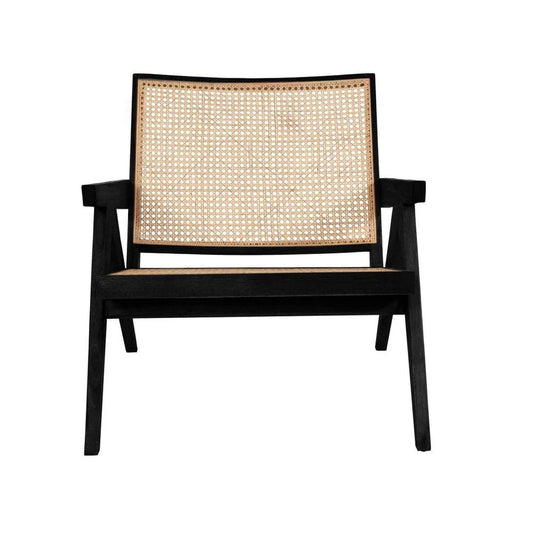 Black Acacia and Rattan Lounge Chair