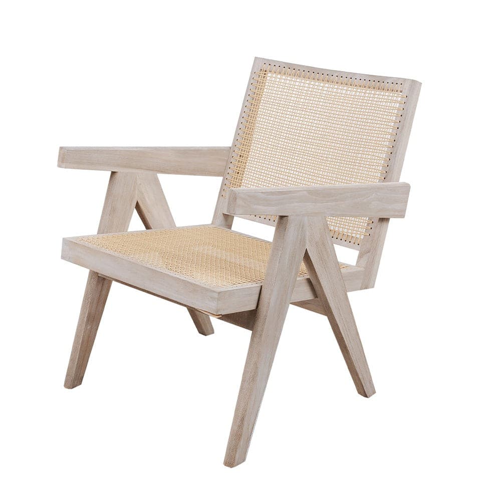 Grey Teak and Rattan Lounge Chair