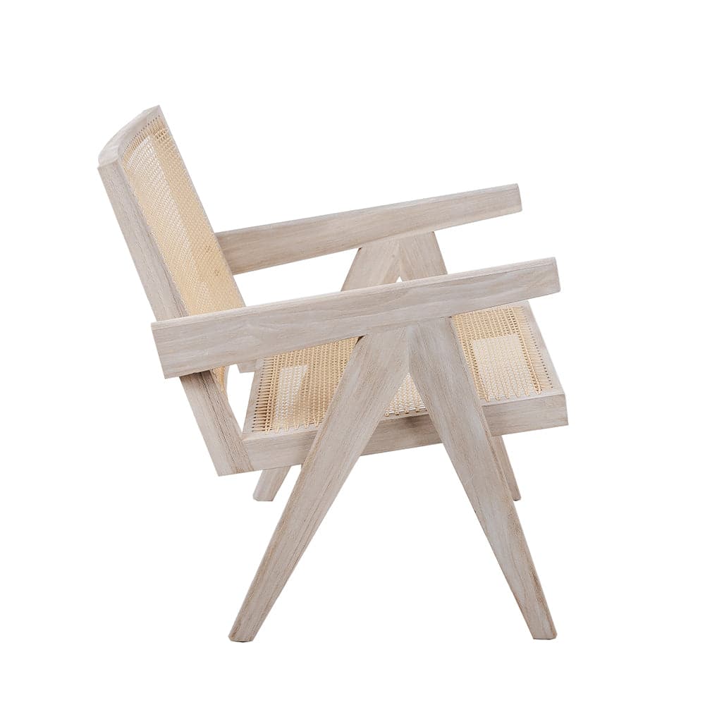 Grey Teak and Rattan Lounge Chair