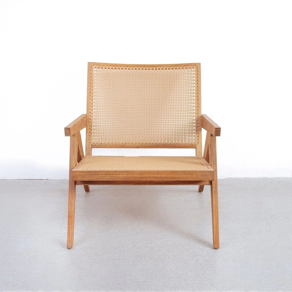 Natural Teak and Synthetic Rattan Lounge Chair