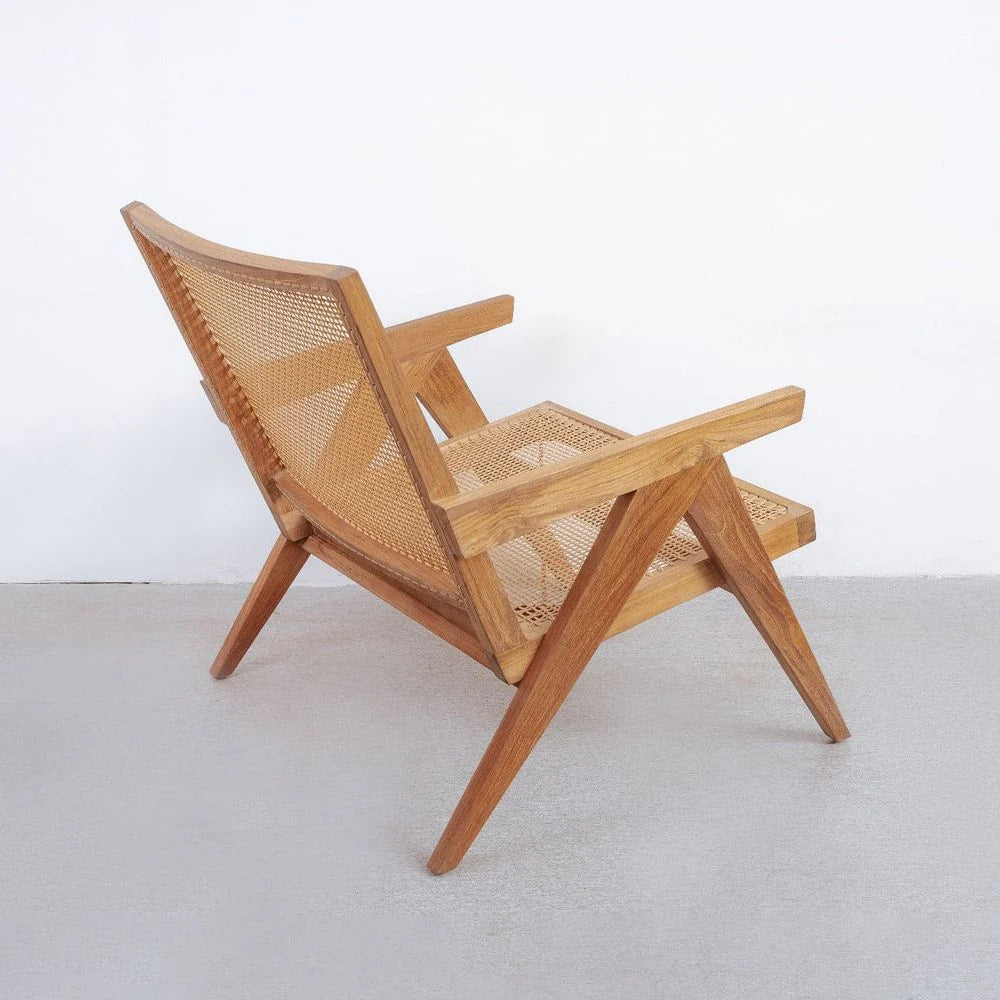 Natural Teak and Synthetic Rattan Lounge Chair