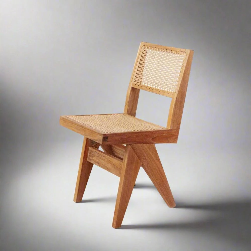 Natural Teak and Synthetic Rattan Dining Chair