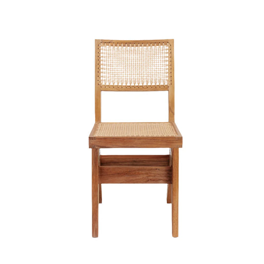 Natural Teak and Synthetic Rattan Dining Chair