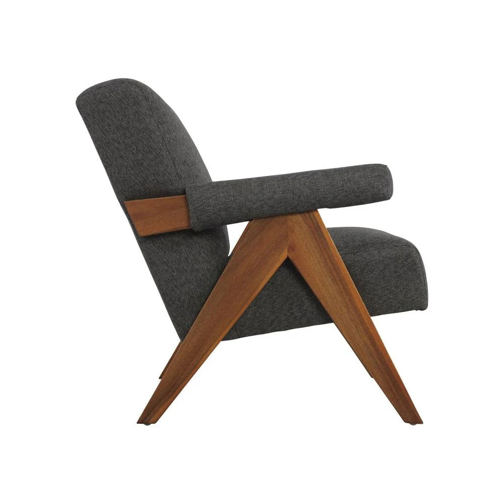 Grey Acacia and Fabric Lounge Chair